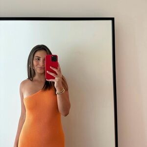 Seafolly Vibrant Orange One-Shoulder Midi Dress
